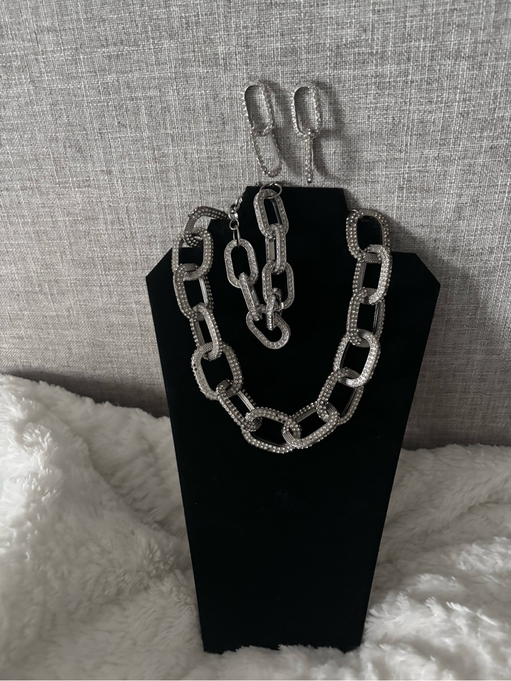 Sassy Jones Kerri Silver Crystal Link Necklace, Bracelet and Earring Set